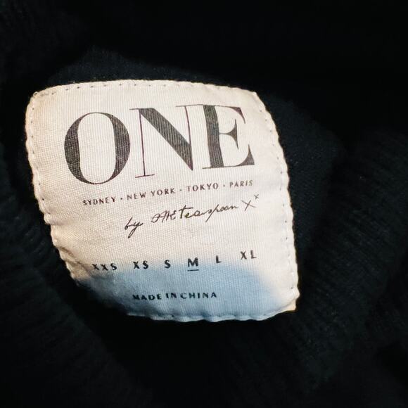 ONE Sweater Dress Long Sleeve Knit Casual Black Mock Neck Modest Capsule - M - Picture 6 of 6